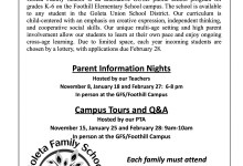 Goleta Family School Info Nights and School Tours