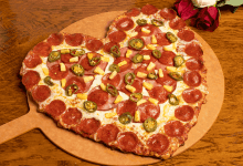 Celebrate mom with a Rusty’s Heart-Shaped Pizza