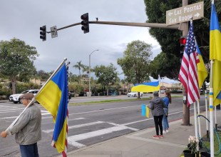 Santa Barbara’s ‘Ukrainian Corner’ Keeps the Blue-and-Yellow Flags Flying