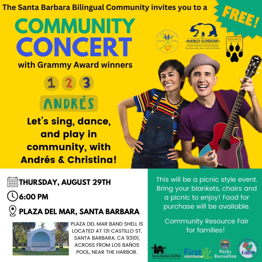 Singing, dancing and playing at the joint concert with the bilingual duo Andrés and Christina