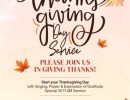 Special Thanksgiving Day Service – 10 am – 11 am