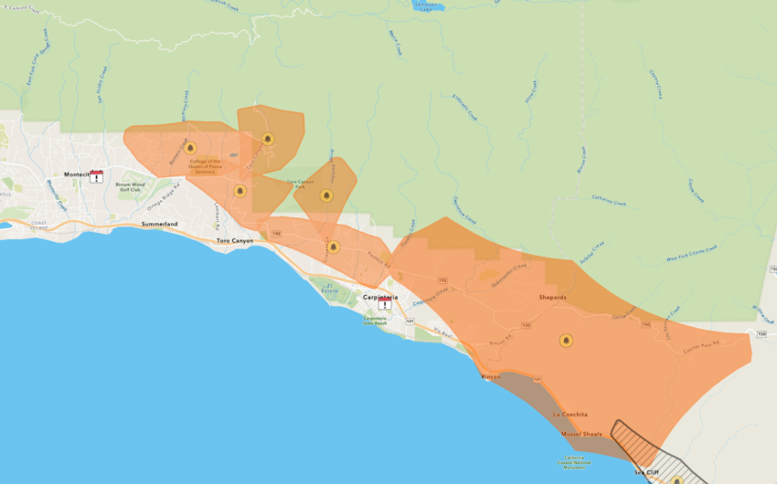 Homes in Carpinteria, Summerland, Montecito May Face Power Outages as Fire Risk Rises