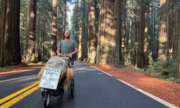 ‘Man Who Owns Nothing’ Stops in Santa Barbara on 1,500-Mile Walk from Canada